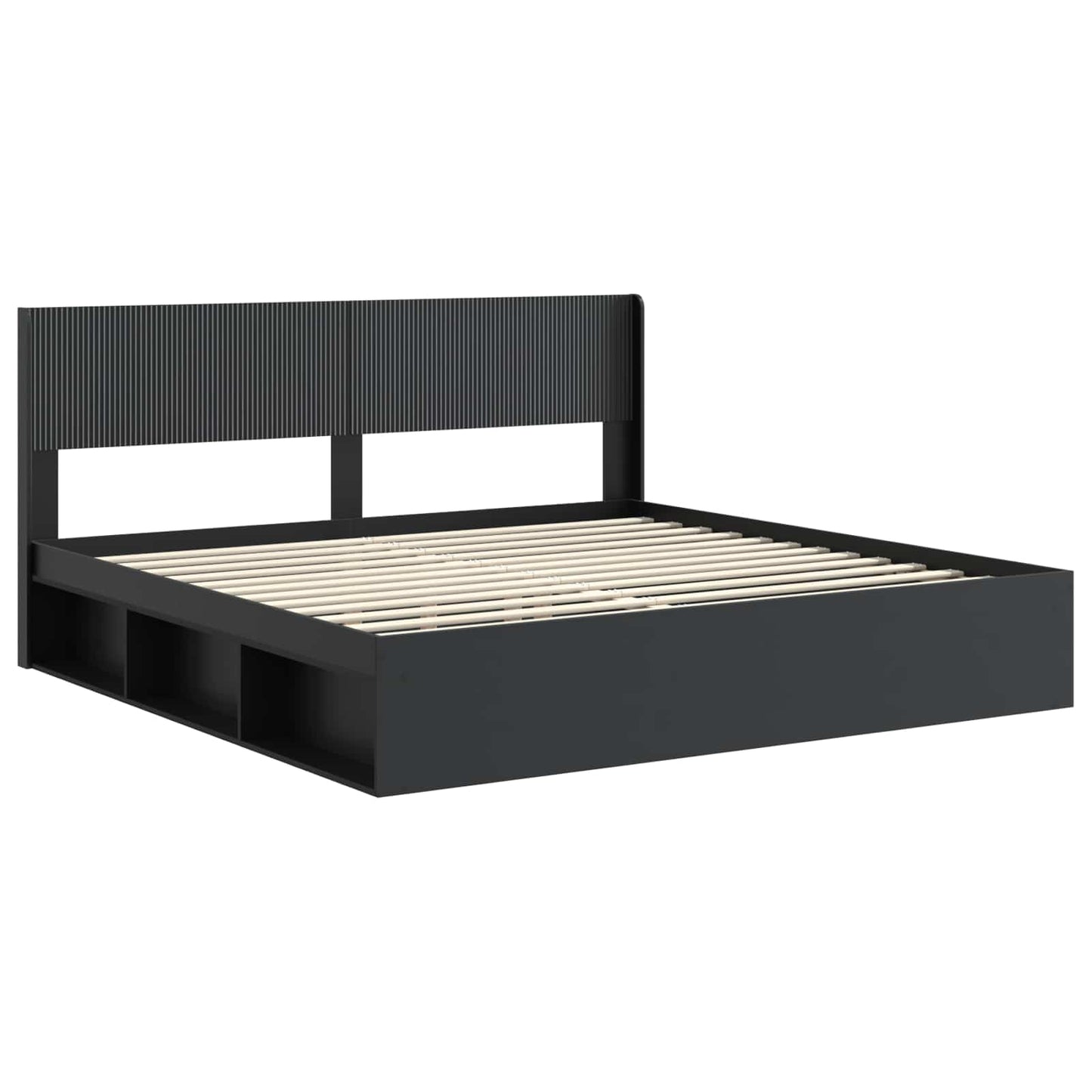 vidaXL Bed Frame with Storage and Headboard Black 180 x 200 cm