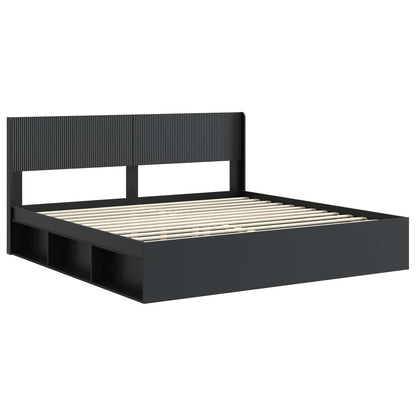vidaXL Bed Frame with Storage and Headboard Black 180 x 200 cm