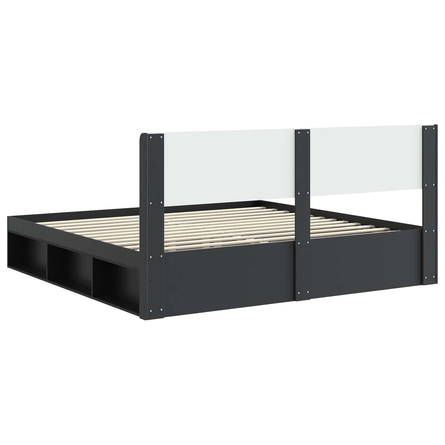 vidaXL Bed Frame with Storage and Headboard Black 180 x 200 cm