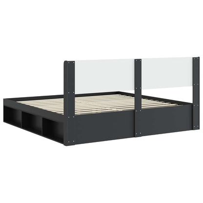 vidaXL Bed Frame with Storage and Headboard Black 180 x 200 cm