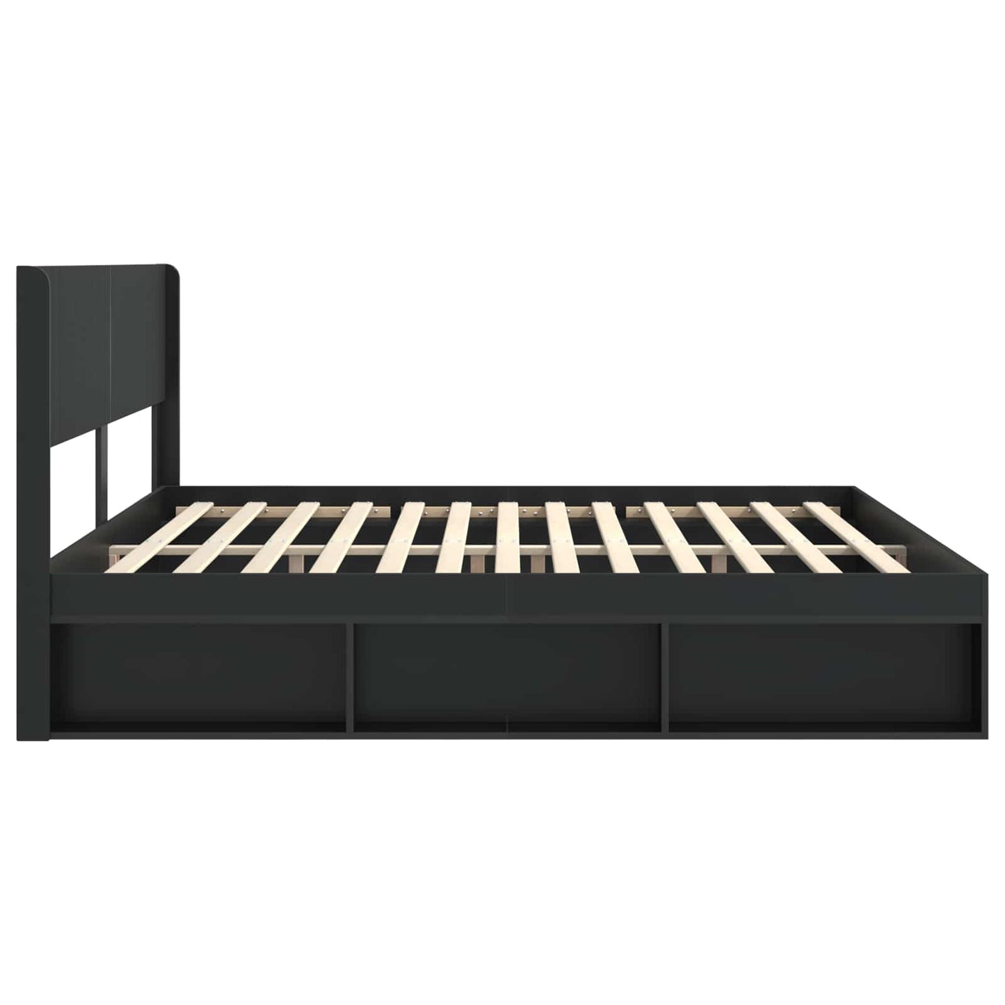vidaXL Bed Frame with Storage and Headboard Black 180 x 200 cm