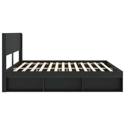 vidaXL Bed Frame with Storage and Headboard Black 180 x 200 cm