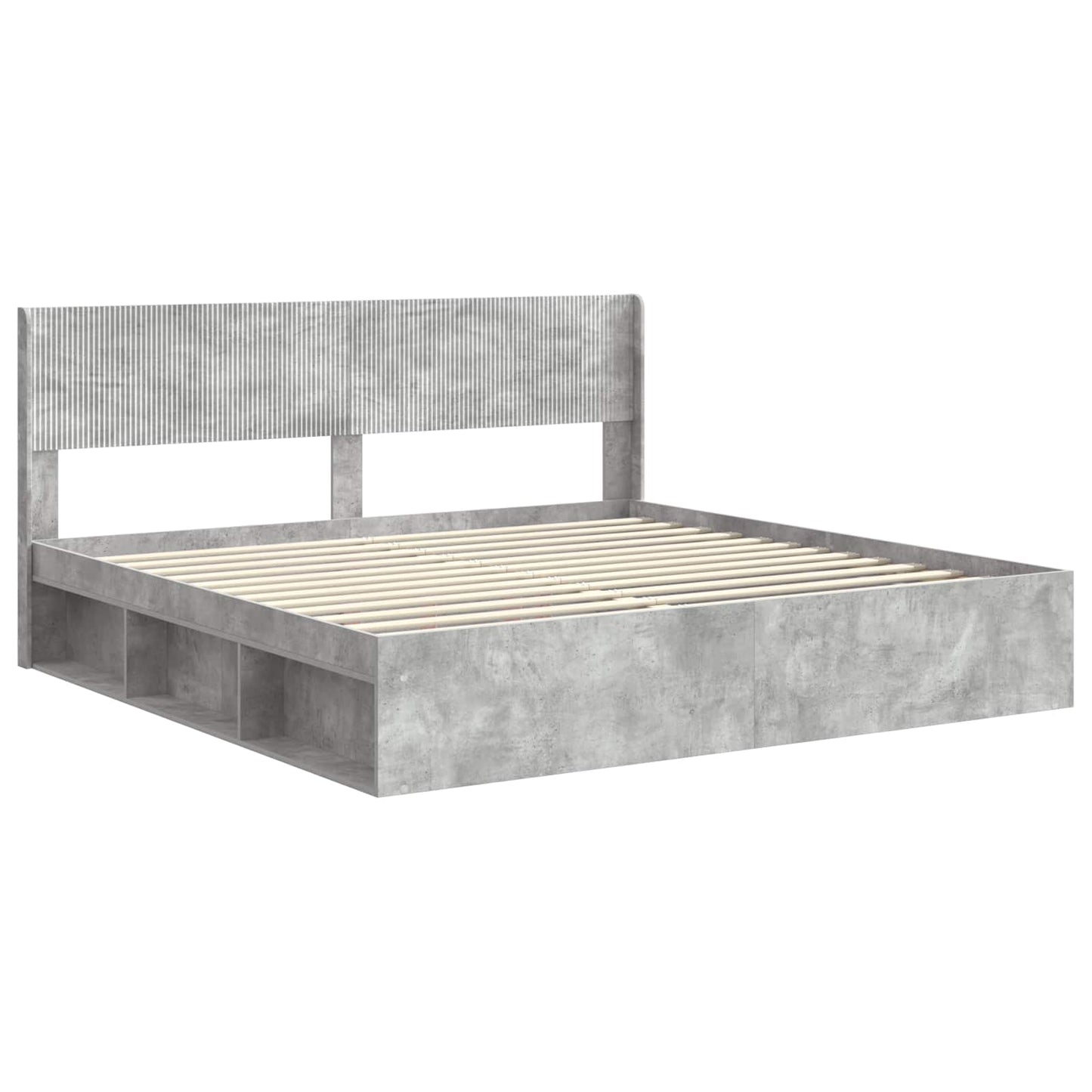 vidaXL Bed Frame with Storage and Headboard Concrete Grey 180 x 200 cm