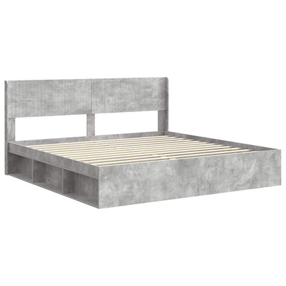 vidaXL Bed Frame with Storage and Headboard Concrete Grey 180 x 200 cm