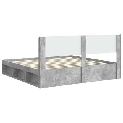 vidaXL Bed Frame with Storage and Headboard Concrete Grey 180 x 200 cm