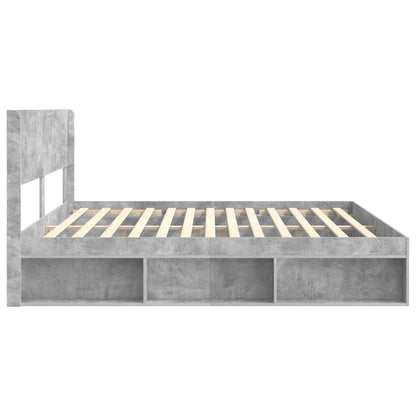 vidaXL Bed Frame with Storage and Headboard Concrete Grey 180 x 200 cm