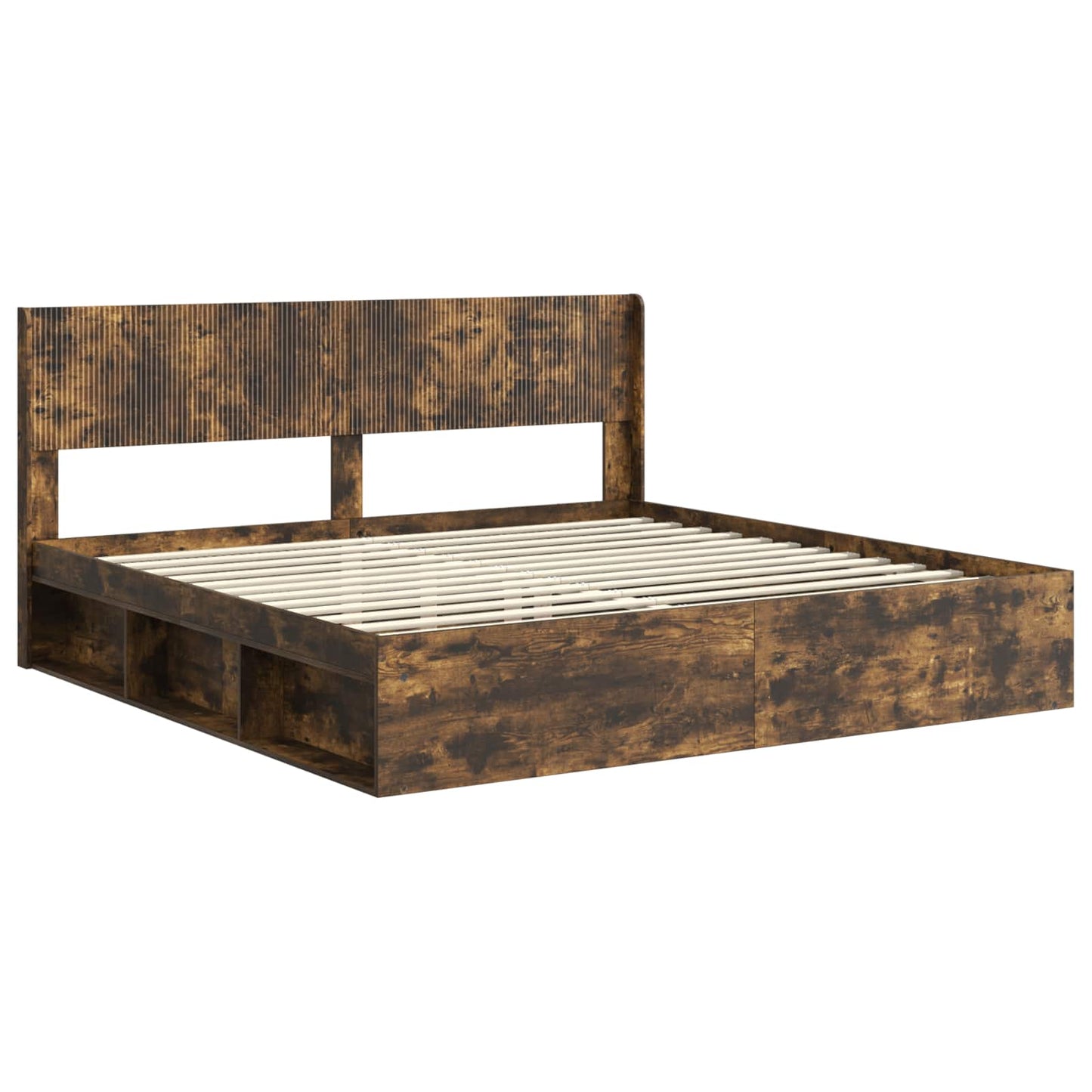 vidaXL Bed Frame with Storage and Headboard Smoked Oak 180 x 200 cm