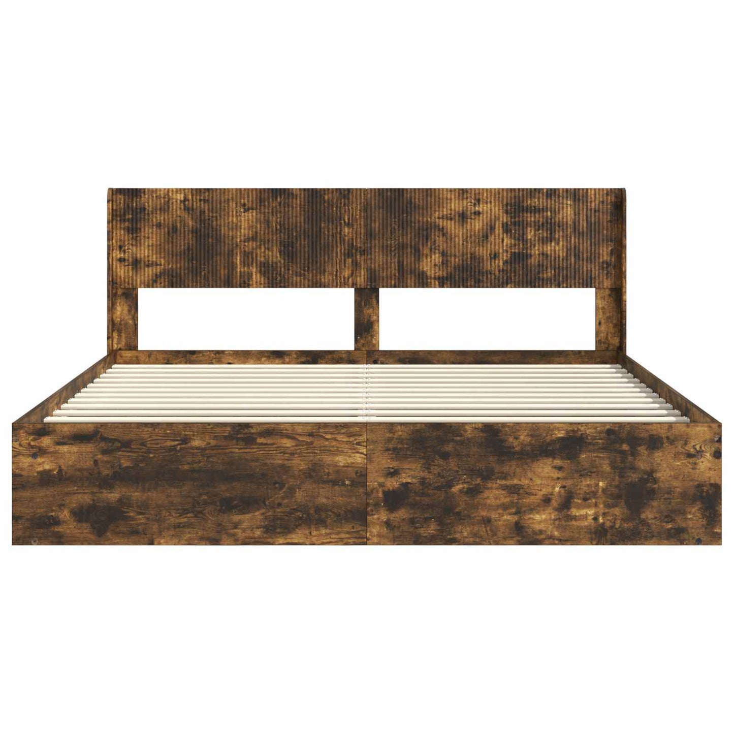 vidaXL Bed Frame with Storage and Headboard Smoked Oak 180 x 200 cm
