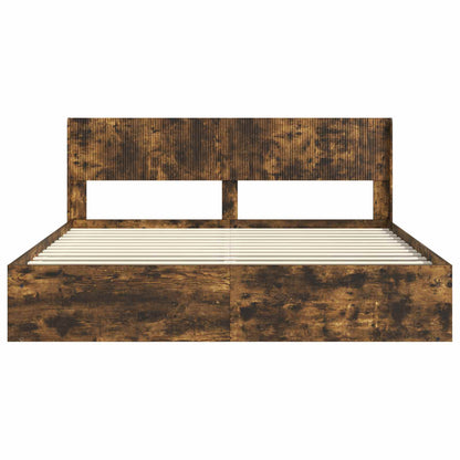 vidaXL Bed Frame with Storage and Headboard Smoked Oak 180 x 200 cm