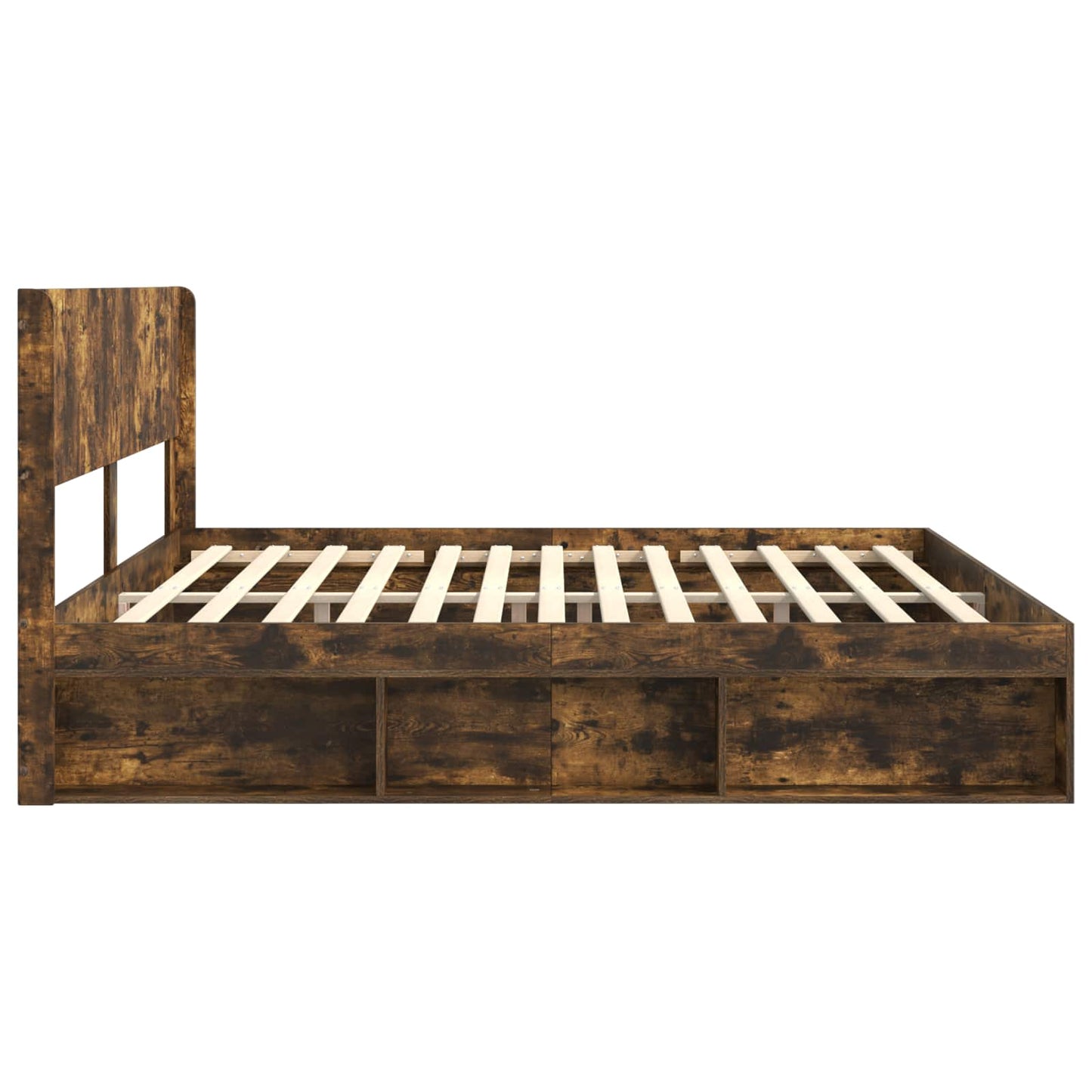 vidaXL Bed Frame with Storage and Headboard Smoked Oak 180 x 200 cm
