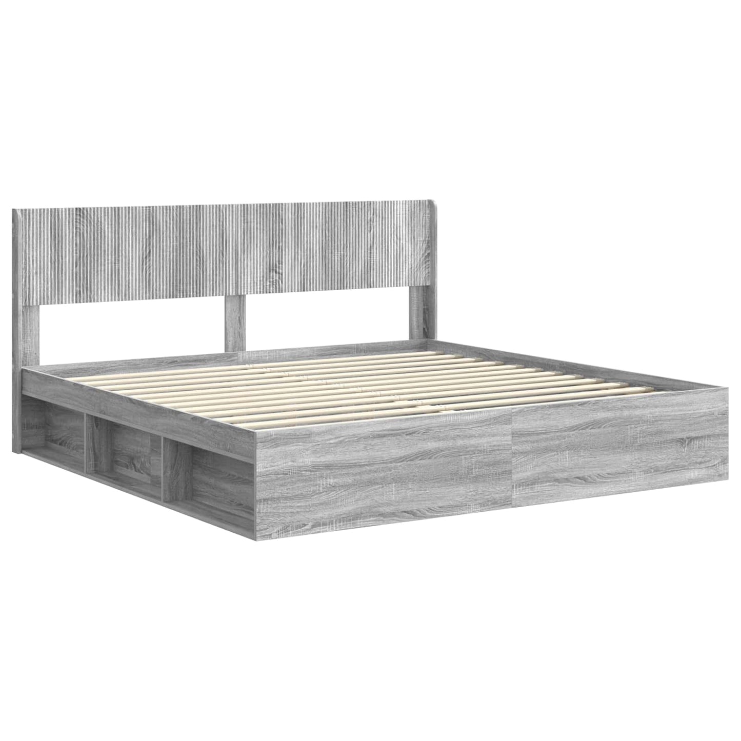 vidaXL Bed Frame with Storage and Headboard Grey Sonoma 180 x 200 cm