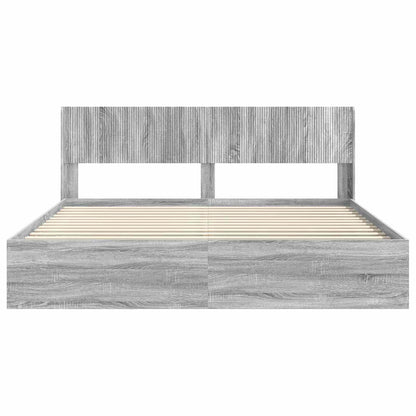 vidaXL Bed Frame with Storage and Headboard Grey Sonoma 180 x 200 cm