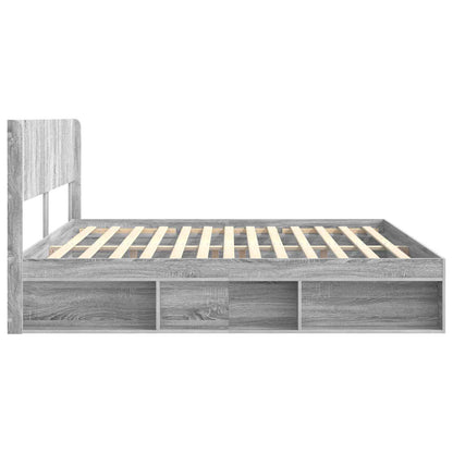 vidaXL Bed Frame with Storage and Headboard Grey Sonoma 180 x 200 cm