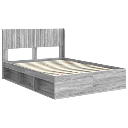 vidaXL Bed Frame with Storage and Headboard Grey Sonoma 160 x 200 cm