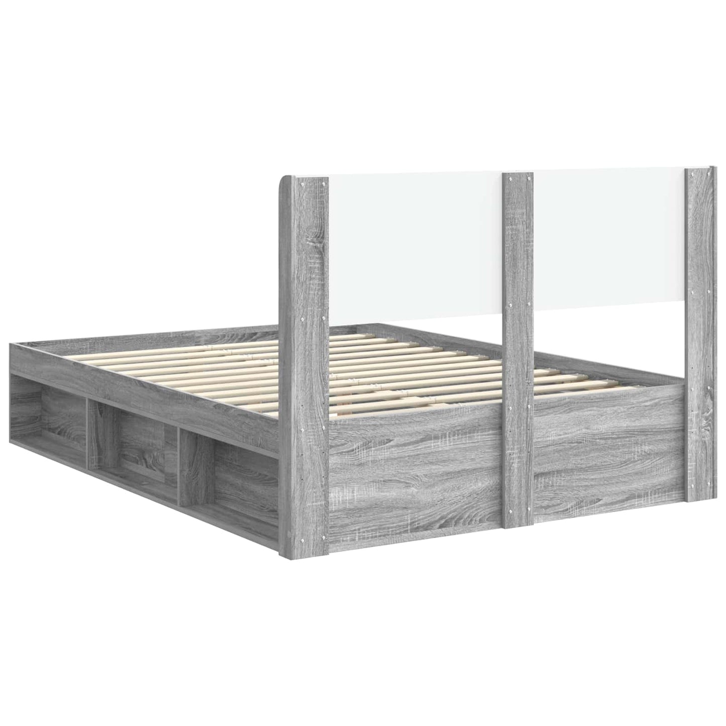 vidaXL Bed Frame with Storage and Headboard Grey Sonoma 160 x 200 cm