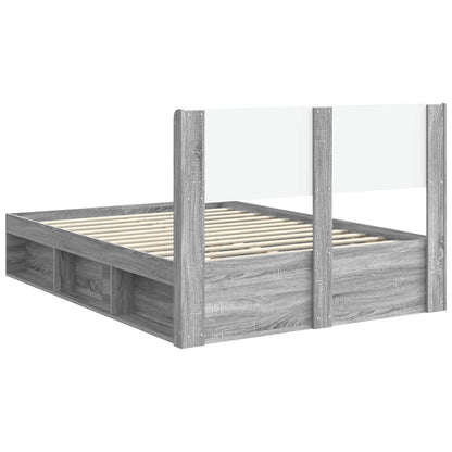 vidaXL Bed Frame with Storage and Headboard Grey Sonoma 160 x 200 cm