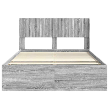 vidaXL Bed Frame with Storage and Headboard Grey Sonoma 160 x 200 cm