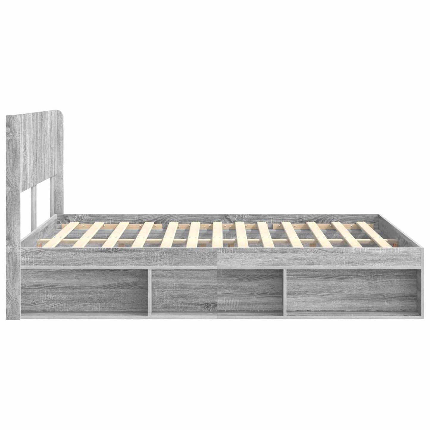 vidaXL Bed Frame with Storage and Headboard Grey Sonoma 160 x 200 cm