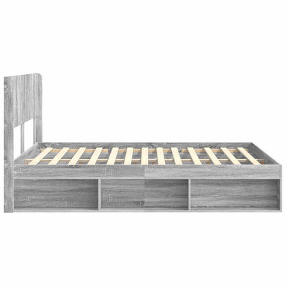 vidaXL Bed Frame with Storage and Headboard Grey Sonoma 160 x 200 cm