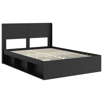 vidaXL Bed Frame with Storage and Headboard Black 150 x 200 cm