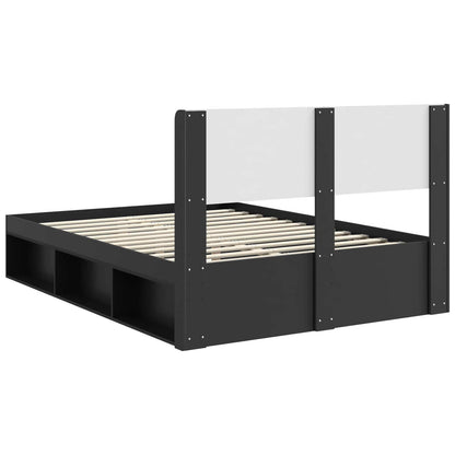 vidaXL Bed Frame with Storage and Headboard Black 150 x 200 cm