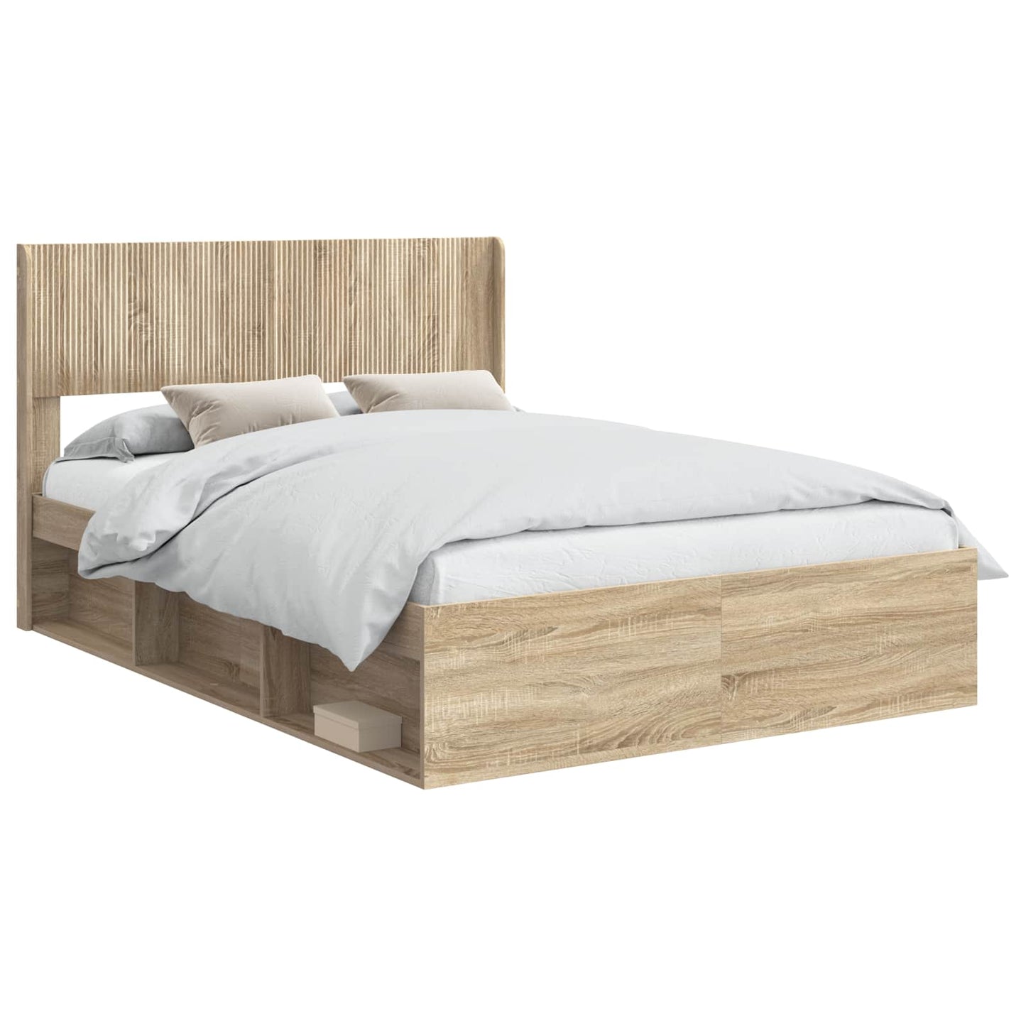 vidaXL Bed Frame with Storage and Headboard Sonoma Oak 150 x 200 cm