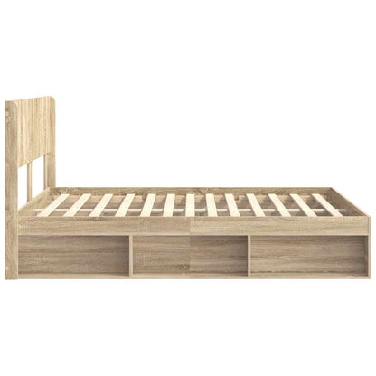 vidaXL Bed Frame with Storage and Headboard Sonoma Oak 150 x 200 cm