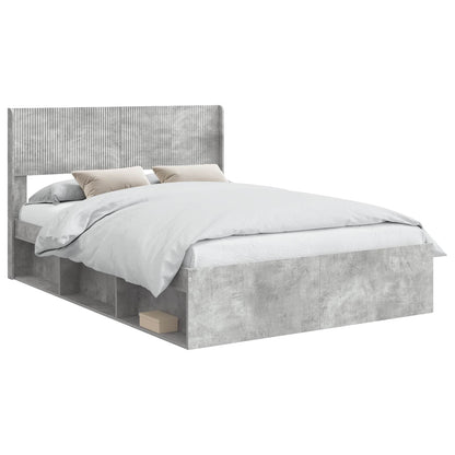 vidaXL Bed Frame with Storage and Headboard Concrete Grey 150 x 200 cm