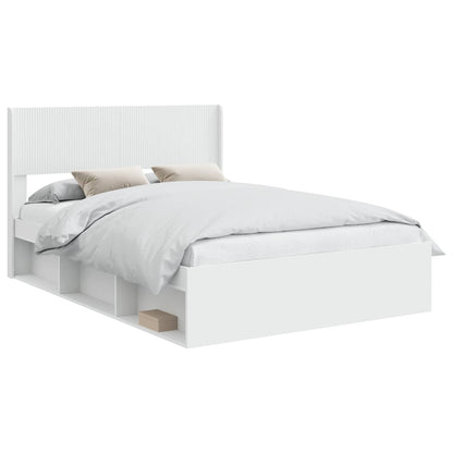 vidaXL Bed Frame with Storage and Headboard White 140 x 200 cm