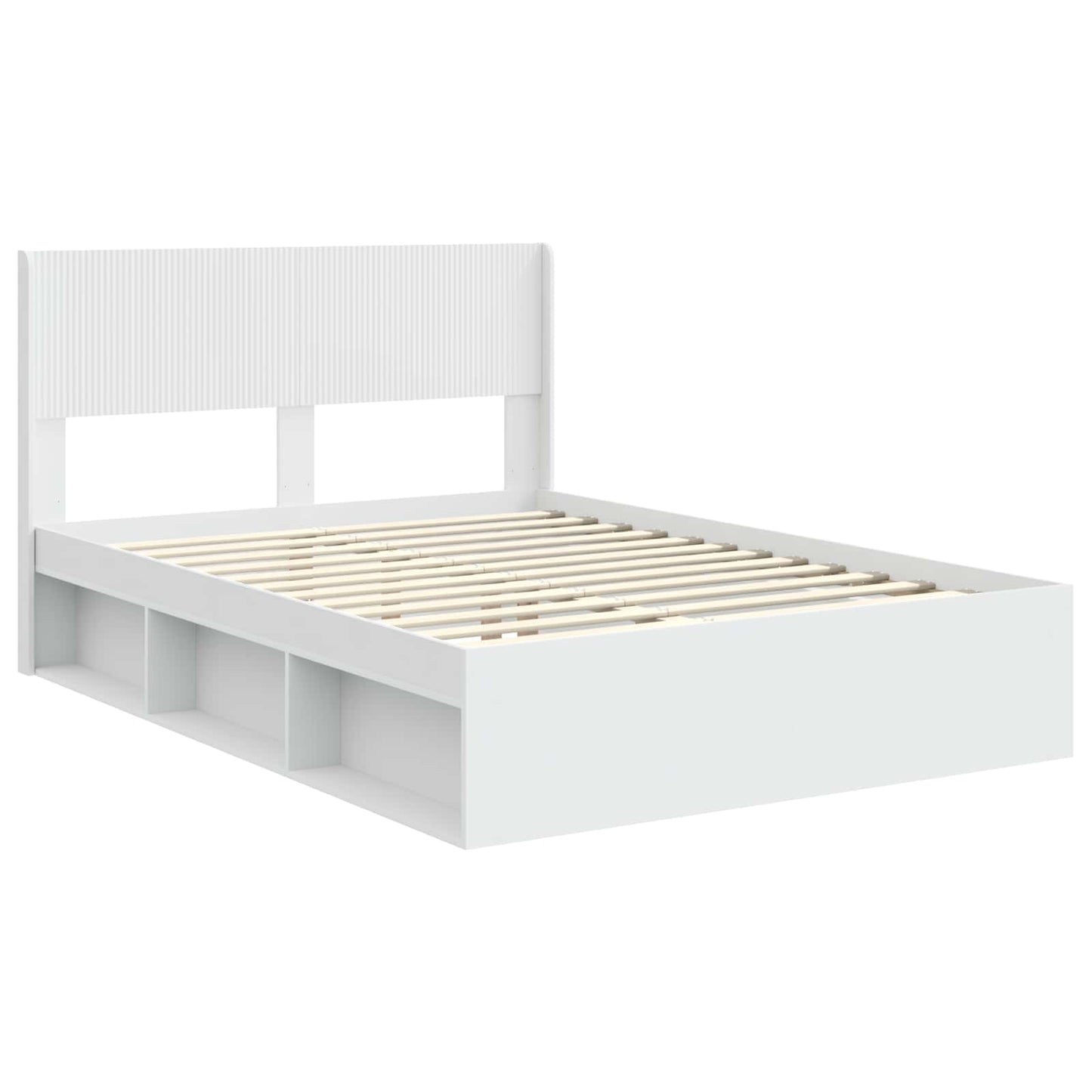 vidaXL Bed Frame with Storage and Headboard White 140 x 200 cm