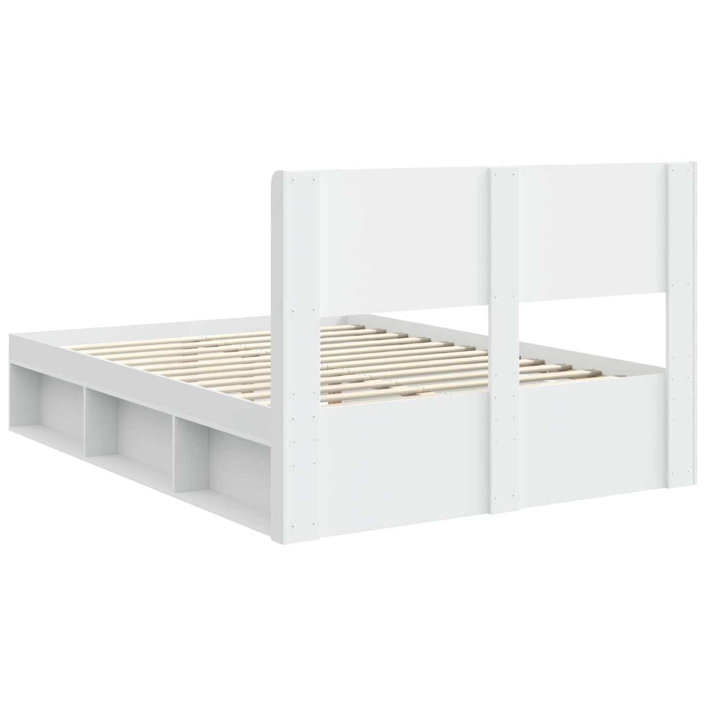 vidaXL Bed Frame with Storage and Headboard White 140 x 200 cm