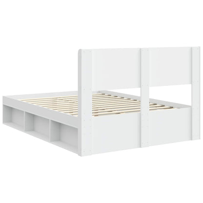 vidaXL Bed Frame with Storage and Headboard White 140 x 200 cm