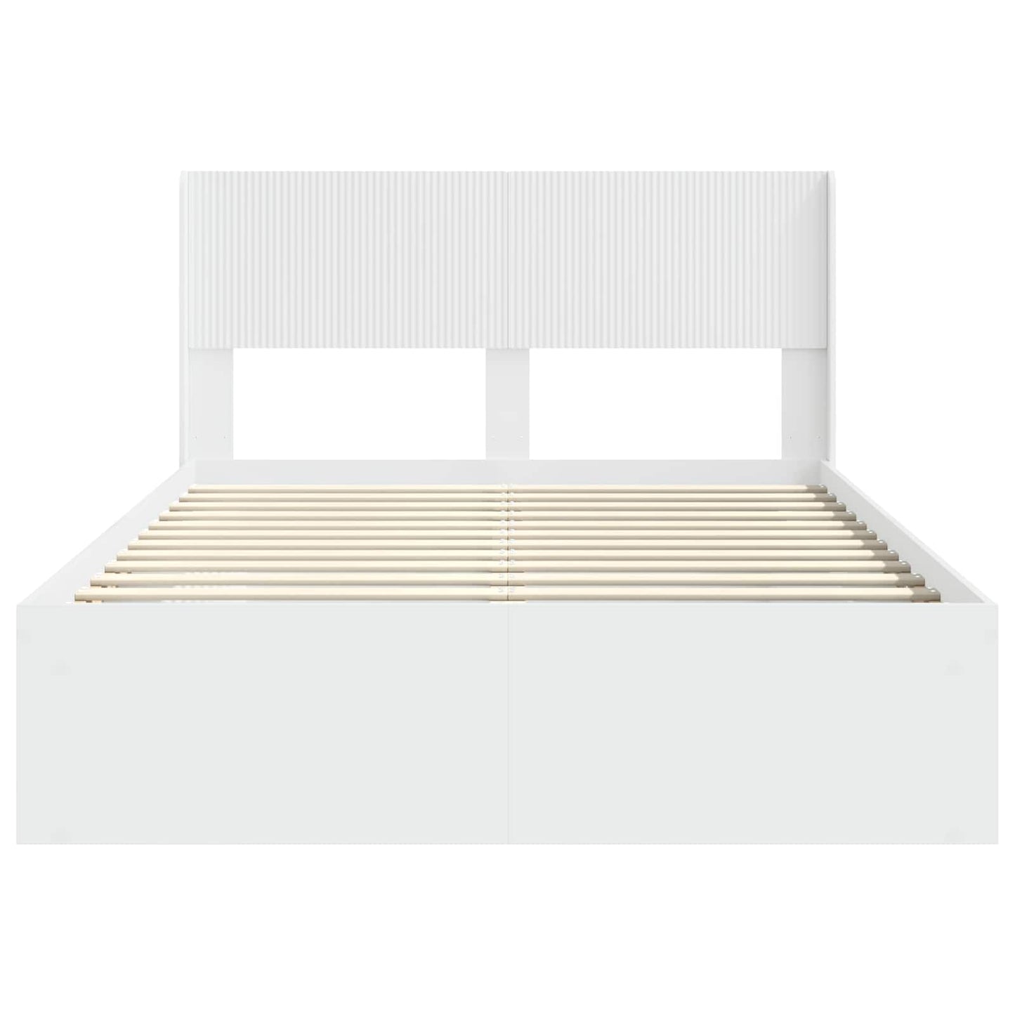 vidaXL Bed Frame with Storage and Headboard White 140 x 200 cm