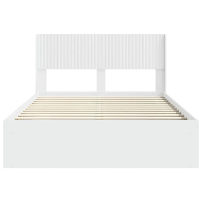vidaXL Bed Frame with Storage and Headboard White 140 x 200 cm