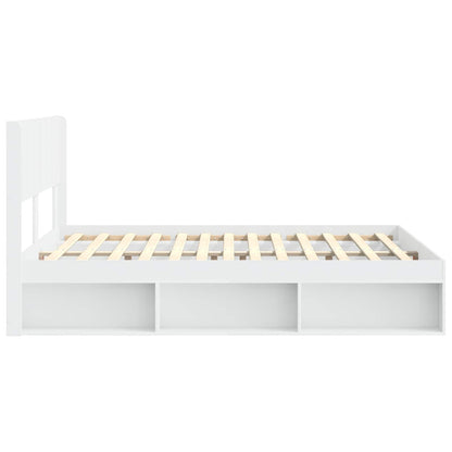 vidaXL Bed Frame with Storage and Headboard White 140 x 200 cm