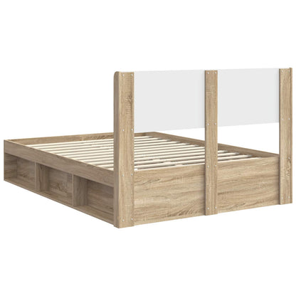 vidaXL Bed Frame with Storage and Headboard Sonoma Oak 140 x 190 cm