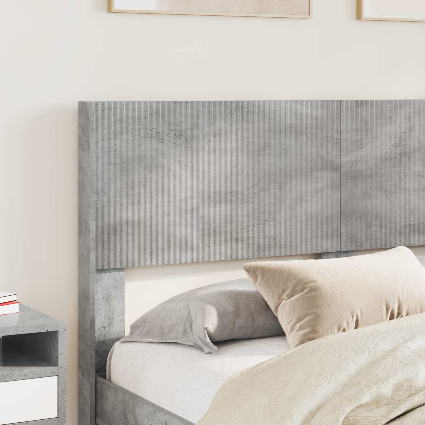 vidaXL Bed Frame with Storage and Headboard Concrete Grey 140 x 190 cm