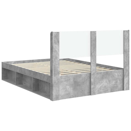 vidaXL Bed Frame with Storage and Headboard Concrete Grey 140 x 190 cm