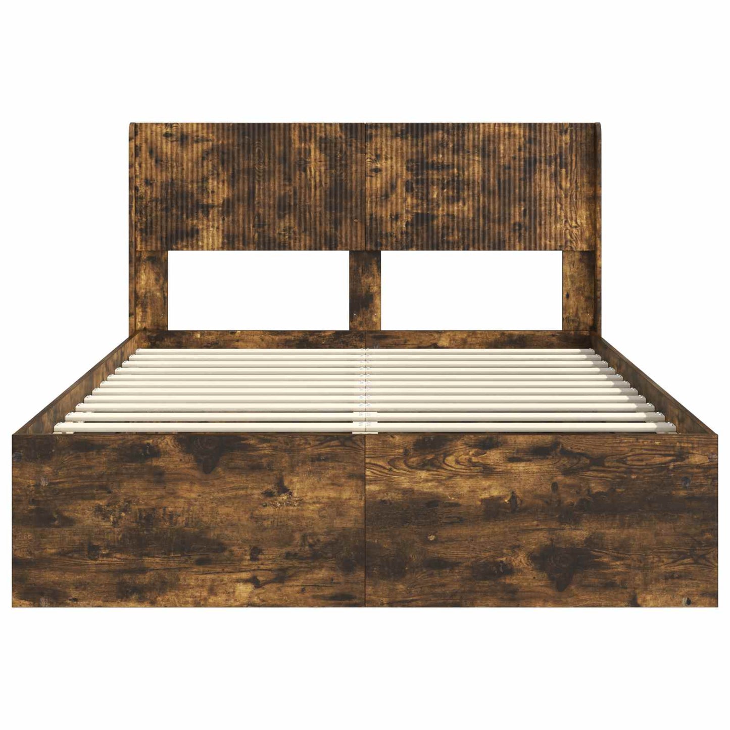 vidaXL Bed Frame with Storage and Headboard Smoked Oak 140 x 190 cm