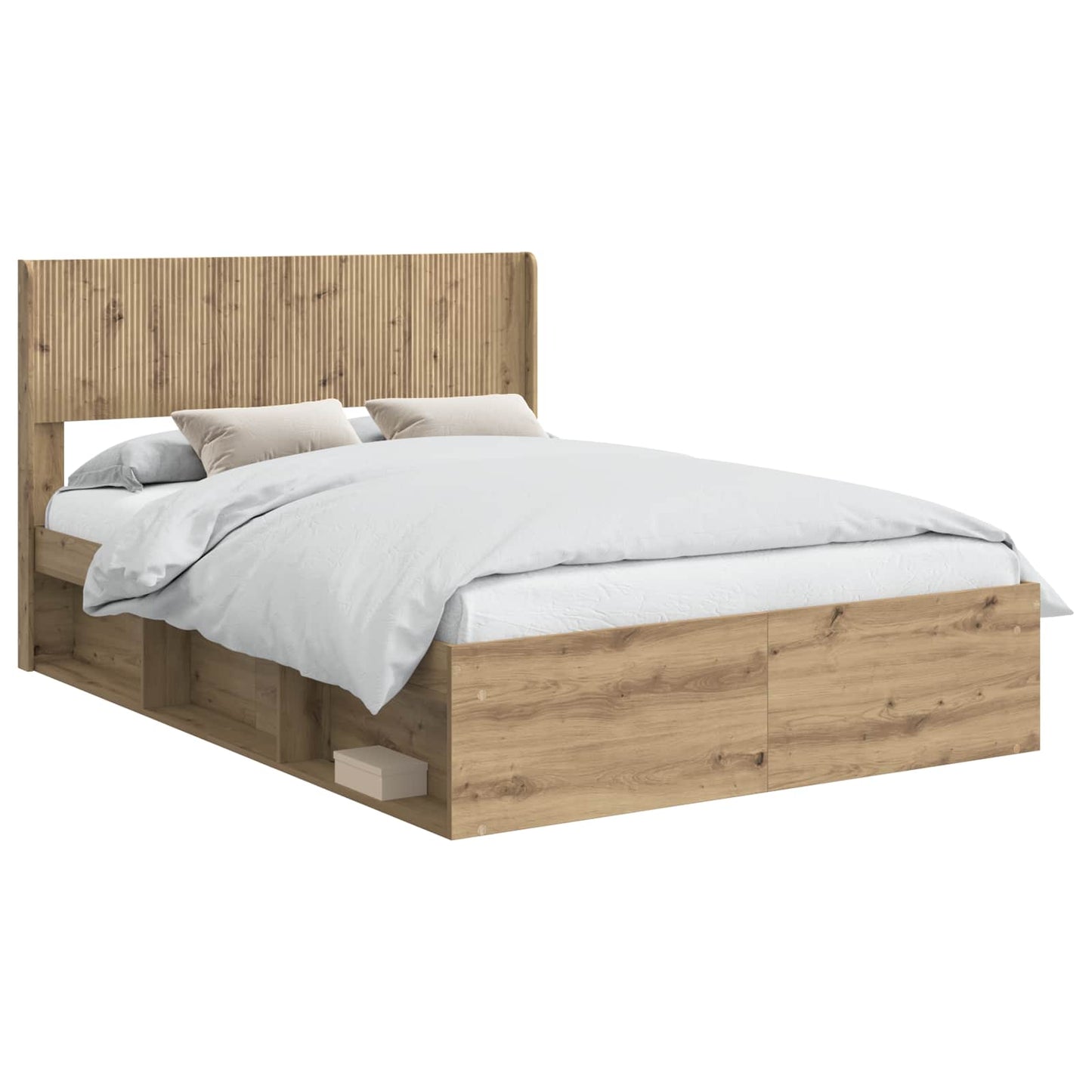 vidaXL Bed Frame with Storage and Headboard Artisan Oak 140 x 190 cm