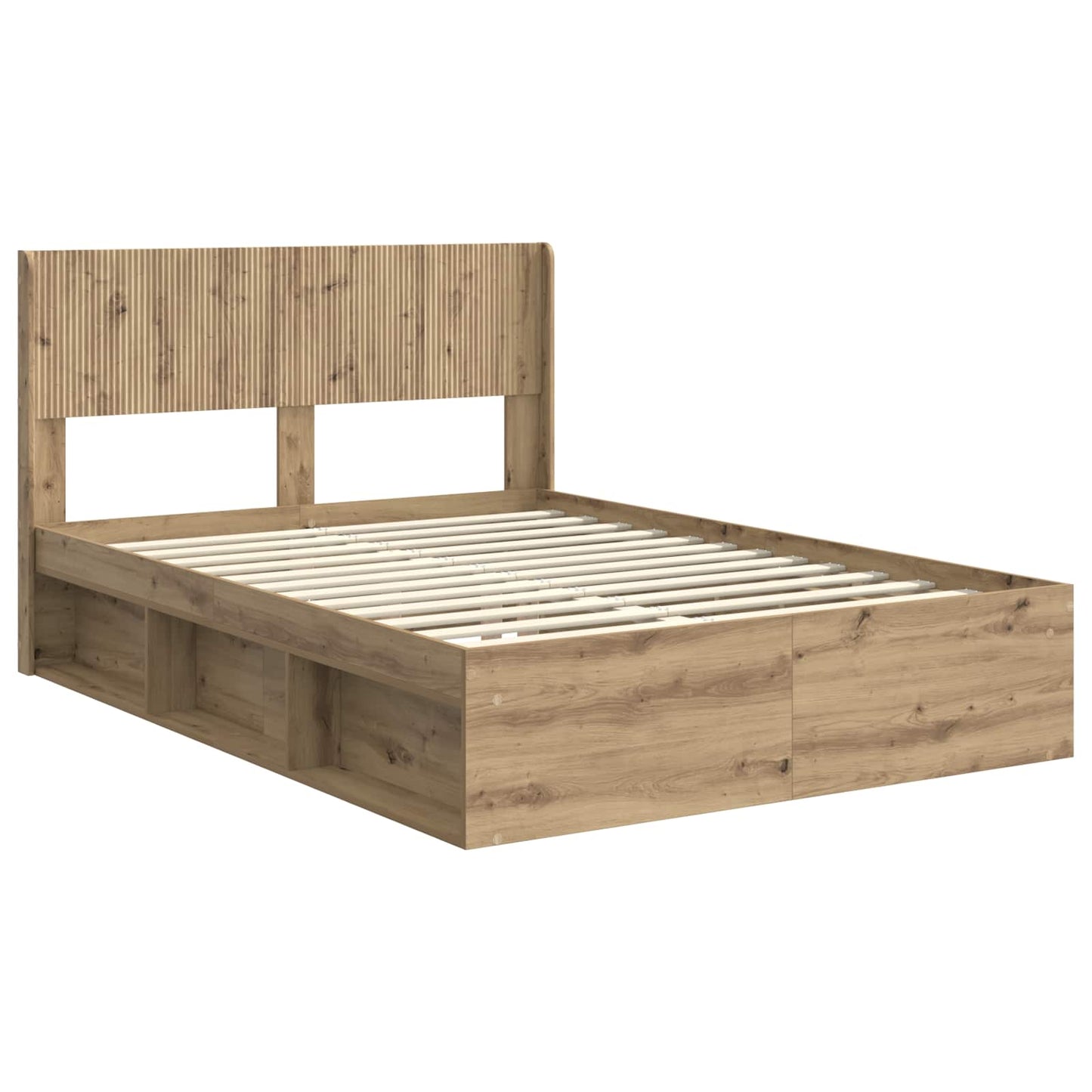vidaXL Bed Frame with Storage and Headboard Artisan Oak 140 x 190 cm