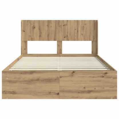 vidaXL Bed Frame with Storage and Headboard Artisan Oak 140 x 190 cm