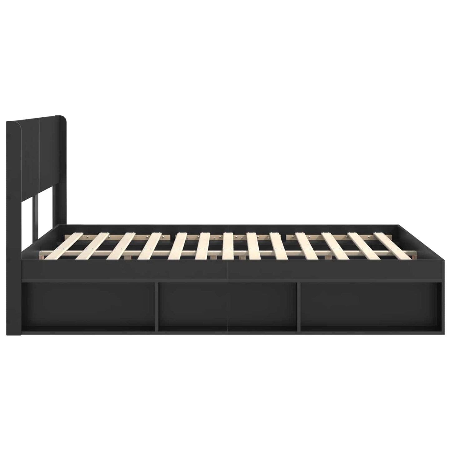 vidaXL Bed Frame with Storage and Headboard Black 135 x 190 cm