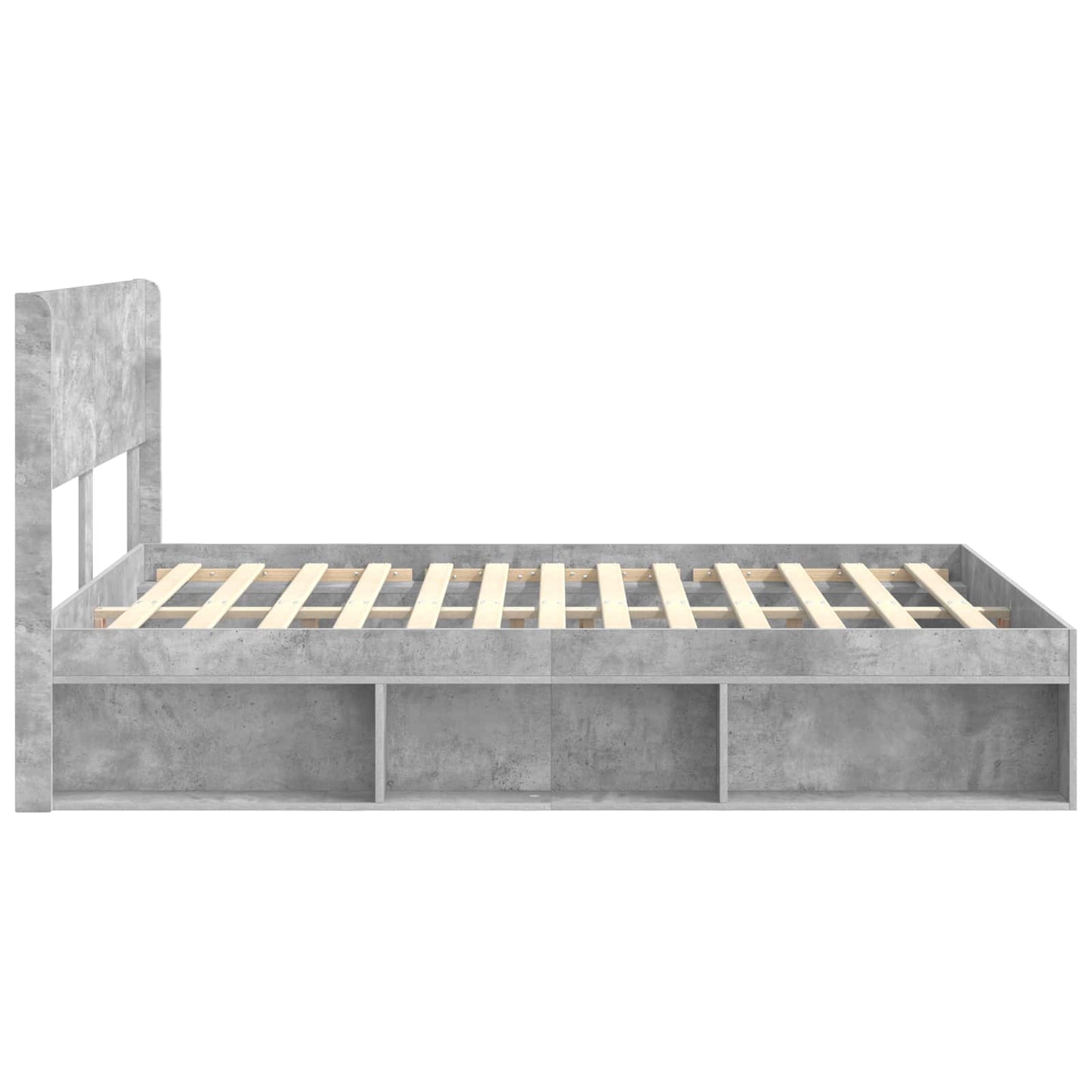 vidaXL Bed Frame with Storage and Headboard Concrete Grey 135 x 190 cm