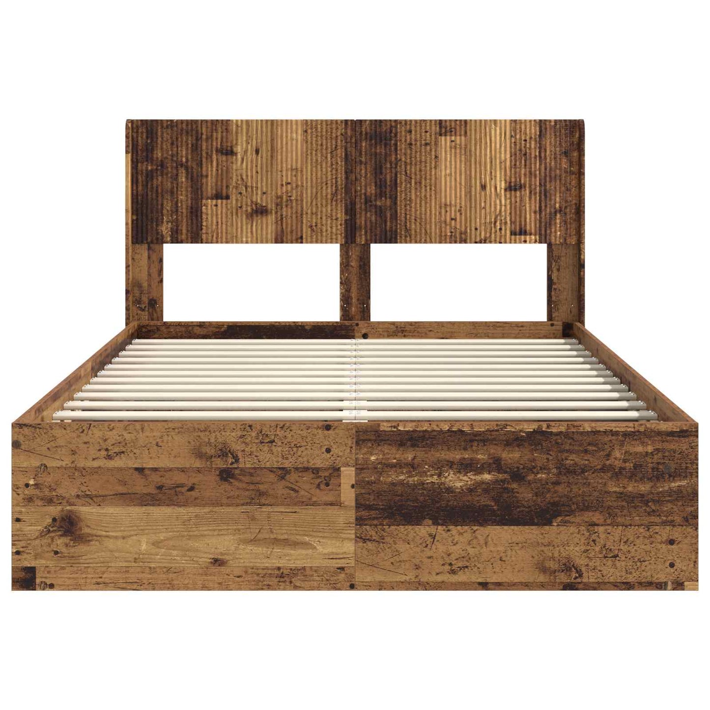 vidaXL Bed Frame with Storage and Headboard Old Wood 135 x 190 cm