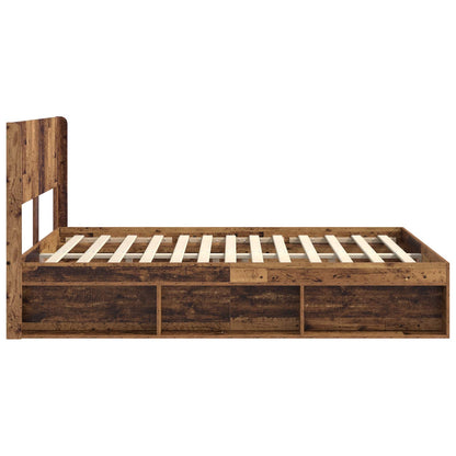 vidaXL Bed Frame with Storage and Headboard Old Wood 135 x 190 cm