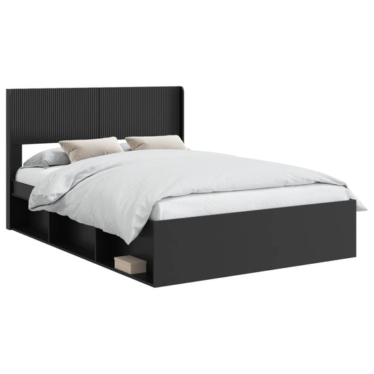 vidaXL Bed Frame with Storage and Headboard Black 120 x 200 cm