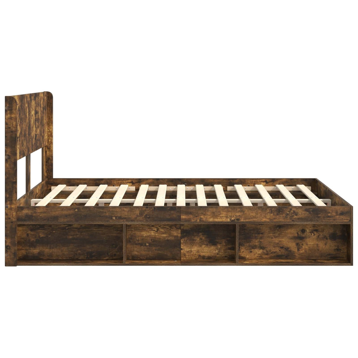 vidaXL Bed Frame with Storage and Headboard Smoked Oak 120 x 200 cm