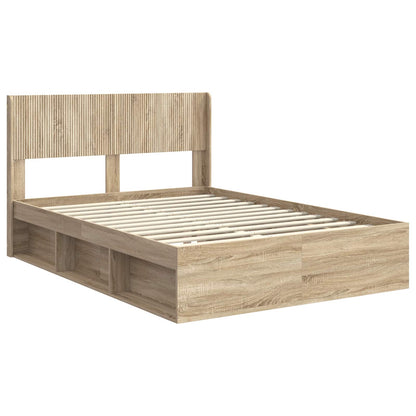 vidaXL Bed Frame with Storage and Headboard Sonoma Oak 120 x 190 cm