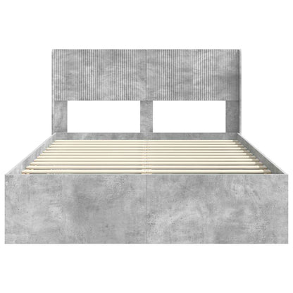 vidaXL Bed Frame with Storage and Headboard Concrete Grey 120 x 190 cm